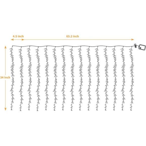 Artificial Vines Curtain Lights, Fake Greenery Garland Willow Leaves with Lights - Picture 7 of 7